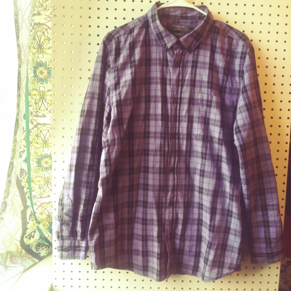 ✌ Men's Purple Primark Slim Fit Button Down